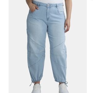 Madden NYC Women's Plus Barrel Jeans with Drawstring Size 14
